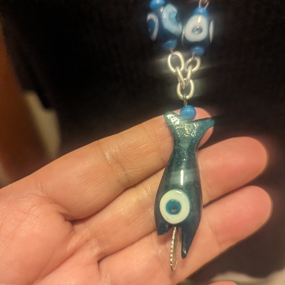 Fish bead art long necklace Unbranded - Picture 2 of 7